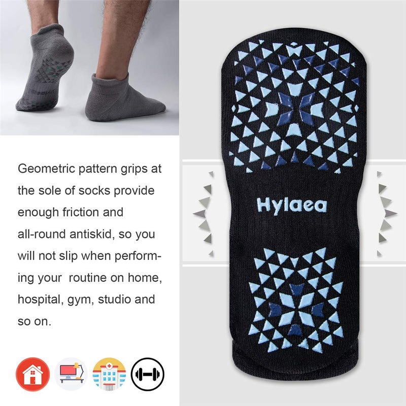 Hylaea Unisex Non Slip Socks with Grip for Yoga, Hospital, Pilates, Barre | Ankle, Cushioned - Image 4